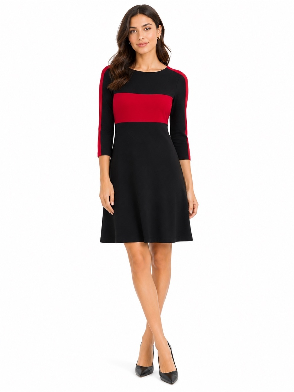 Amanda Uprichard Black Red Colorblock Long Sleeve Mini Dress Women’s S